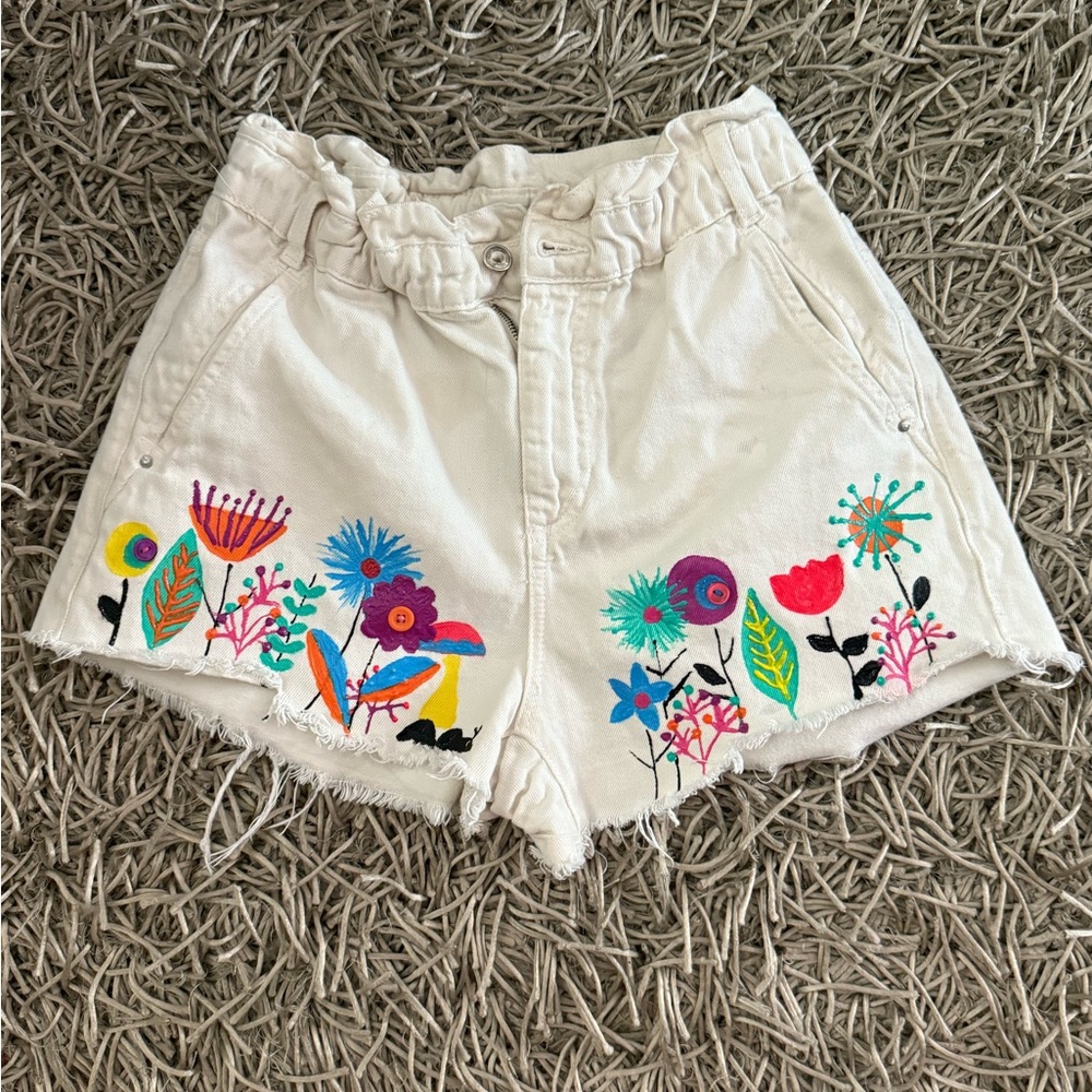 Hand painted up-cycle Shorts